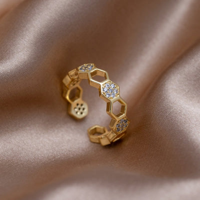 Bij - Gouden & Kristallen Ring