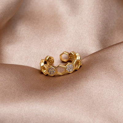 Bij - Gouden & Kristallen Ring