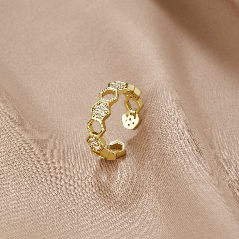 Bij - Gouden & Kristallen Ring