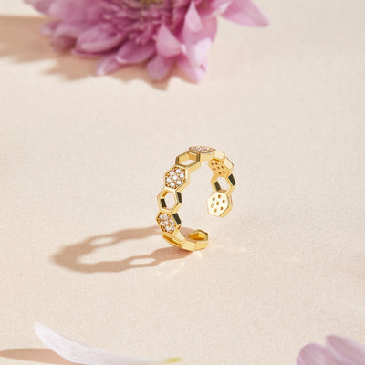 Bij - Gouden & Kristallen Ring