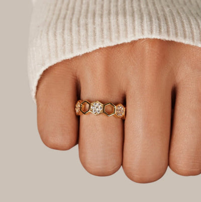 Bij - Gouden & Kristallen Ring