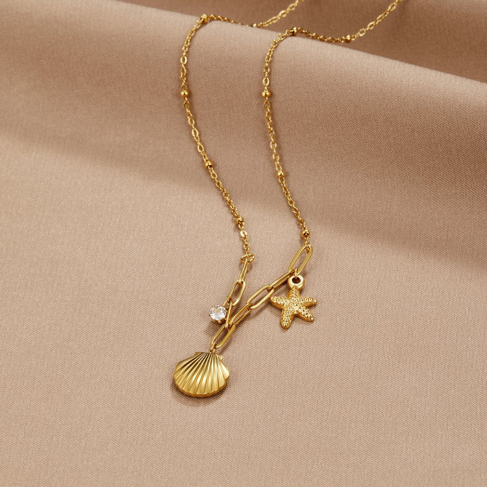 Gouden Schelp & Zeester Hanger