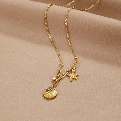 Gouden Schelp & Zeester Hanger