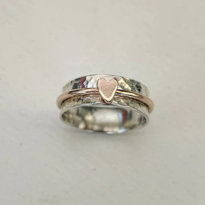 Mely - Gouden Hart Zilveren Ring