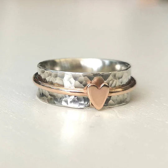 Mely - Gouden Hart Zilveren Ring