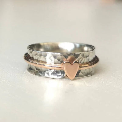 Mely - Gouden Hart Zilveren Ring