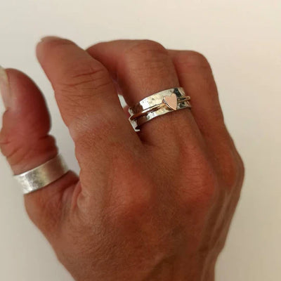 Mely - Gouden Hart Zilveren Ring