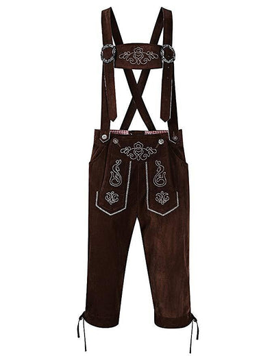 Elegante herenlederhosen-shorts met artistieke borduursels en verstelbare bretels – Ideaal voor het Oktoberfest