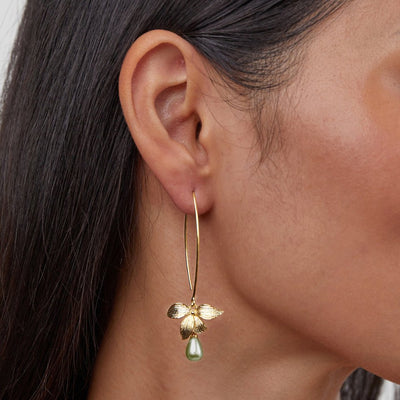Jade Parels & Bloemen Druppel Oorbellen