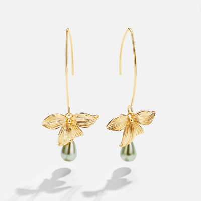 Jade Parels & Bloemen Druppel Oorbellen