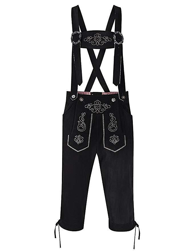 Elegante herenlederhosen-shorts met artistieke borduursels en verstelbare bretels – Ideaal voor het Oktoberfest
