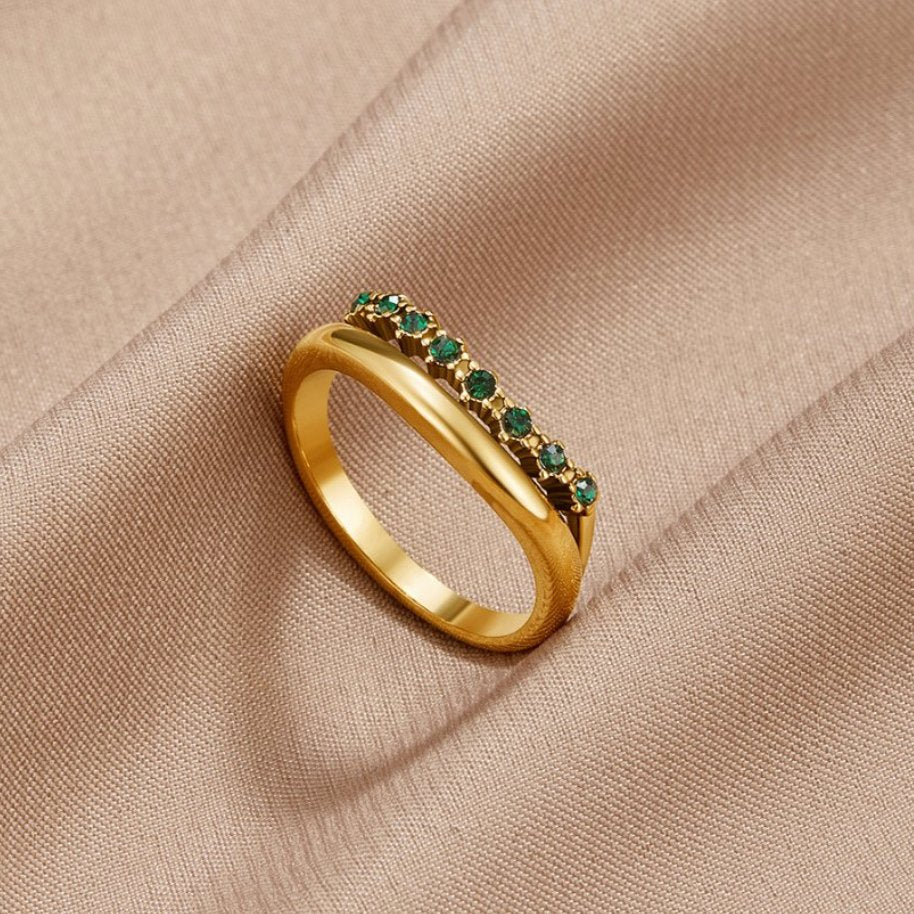 Mary - Smaragdgroene, gelaagde Ring