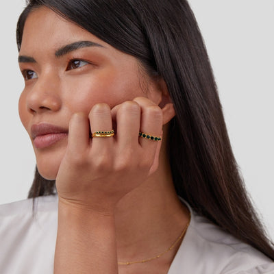 Mary - Smaragdgroene, gelaagde Ring