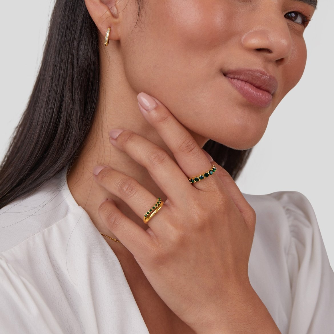 Mary - Smaragdgroene, gelaagde Ring
