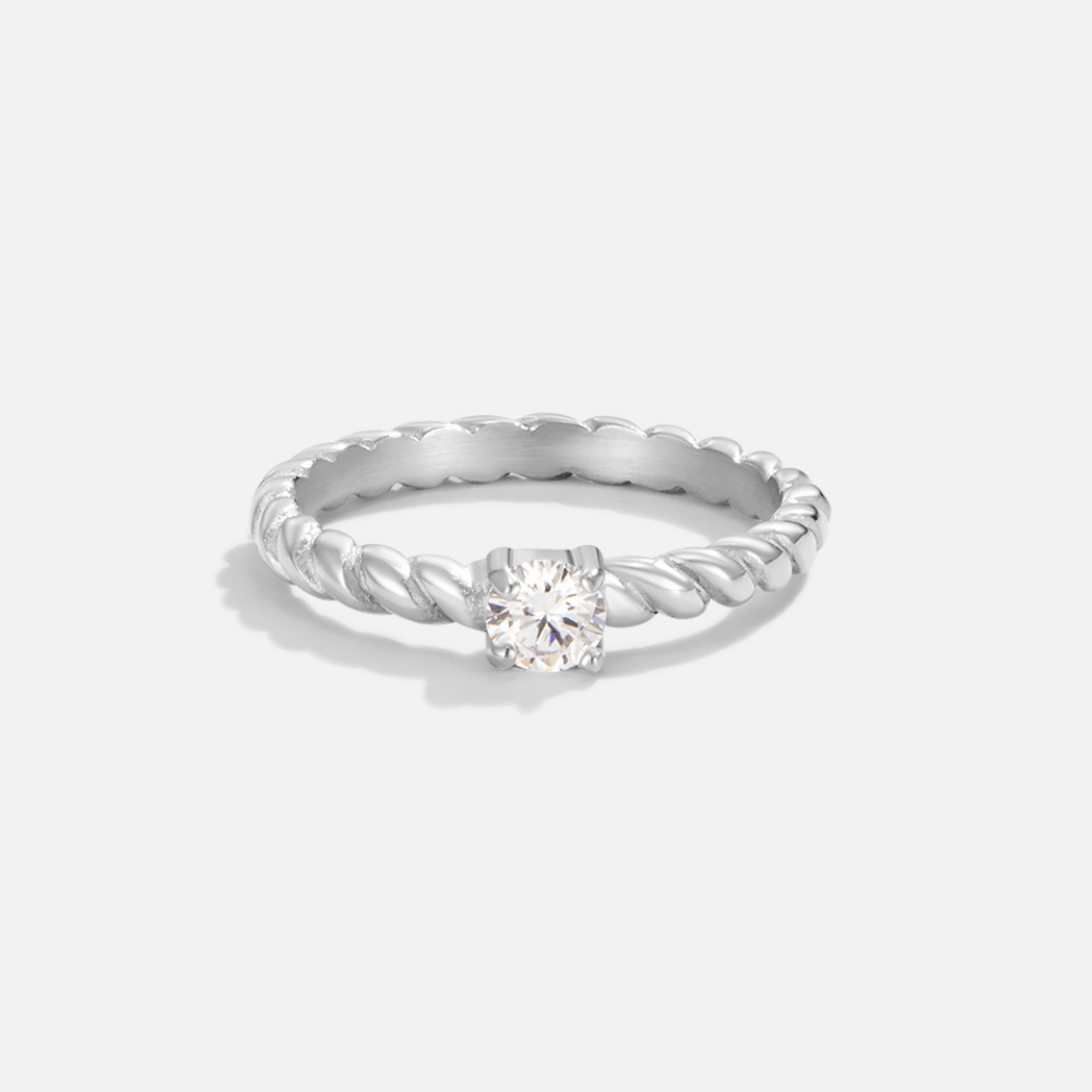 Milan Verdraaide Zilver-Kristalring