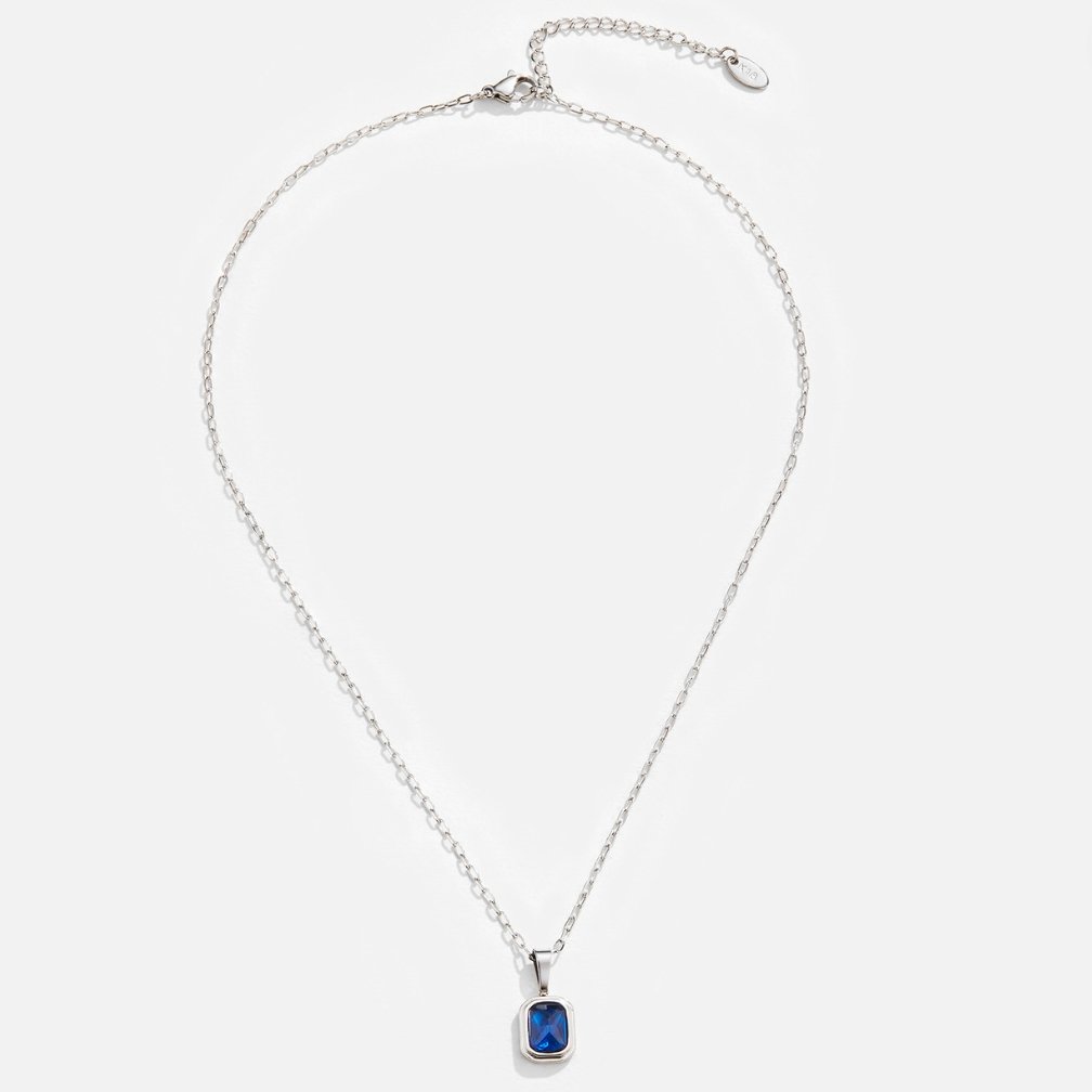 Oceaanblauwe Hanger Zilveren Ketting
