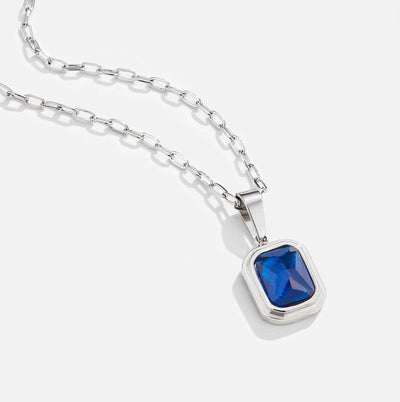 Oceaanblauwe Hanger Zilveren Ketting