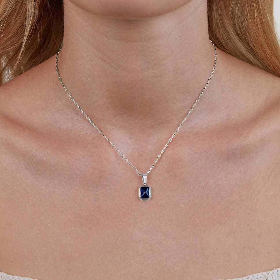 Oceaanblauwe Hanger Zilveren Ketting