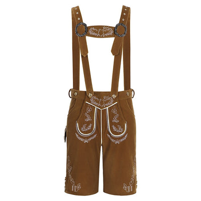Heren Lederhosen voor Oktoberfest met Kunstzinnige Borduursels, Praktische Bretels en Comfortabele Zijzakken