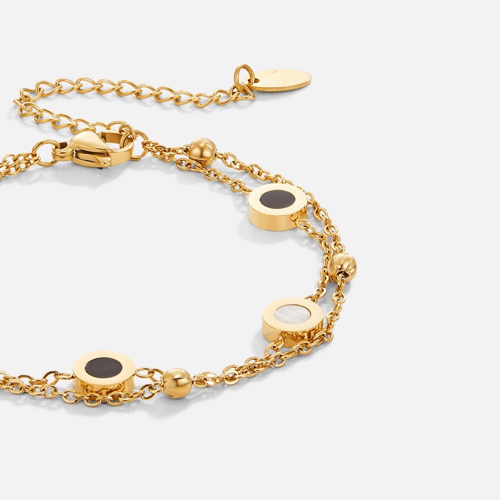 Onyx- en Witsteenarmband