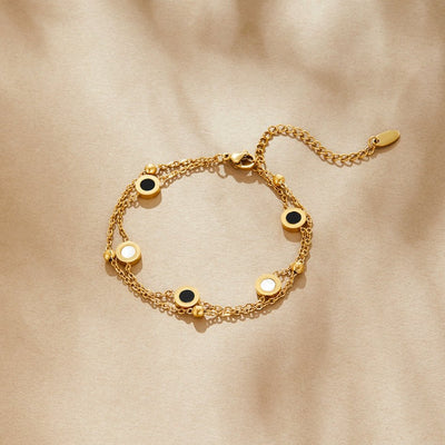 Onyx- en Witsteenarmband