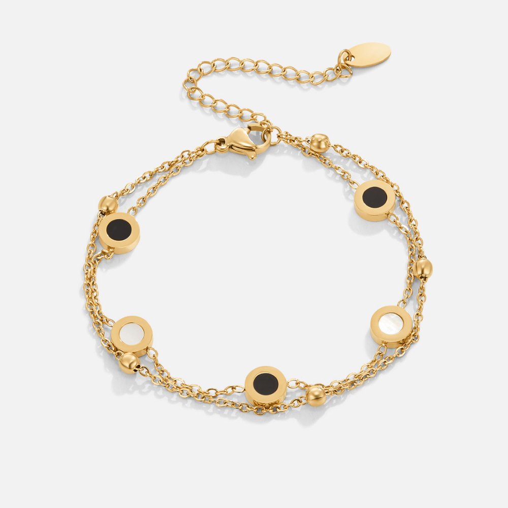 Onyx- en Witsteenarmband