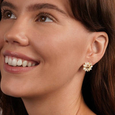 Opal Bloem Gouden Oorbellen