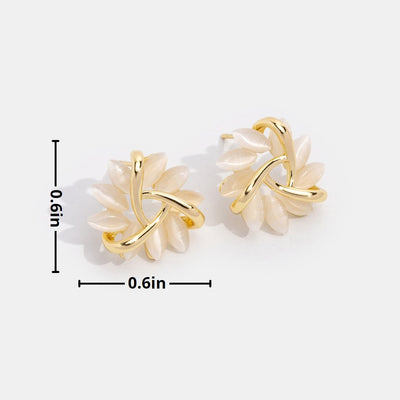 Opal Bloem Gouden Oorbellen