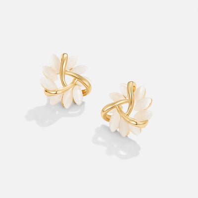 Opal Bloem Gouden Oorbellen