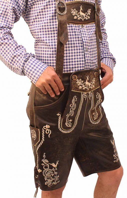Heren Lederhosen voor Oktoberfest met Elegante Borduursels en Verstelbare Bandjes voor een Authentieke Beierse Look