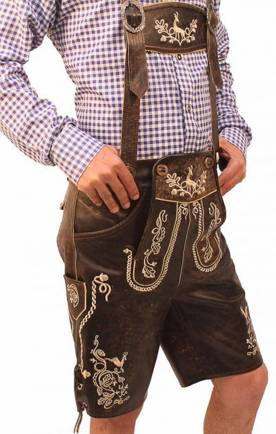 Heren Lederhosen voor Oktoberfest met Elegante Borduursels en Verstelbare Bandjes voor een Authentieke Beierse Look