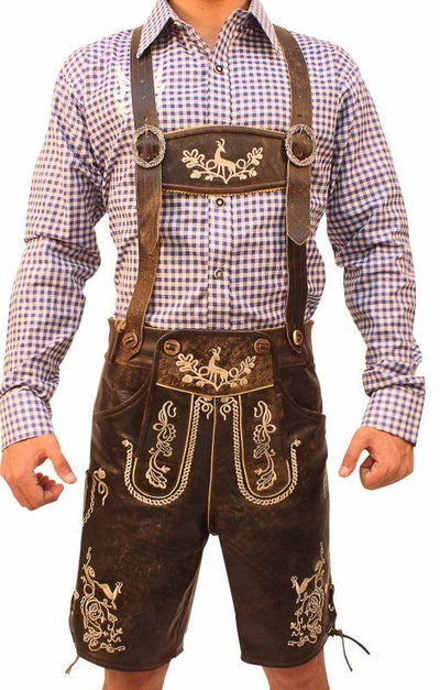 Heren Lederhosen voor Oktoberfest met Elegante Borduursels en Verstelbare Bandjes voor een Authentieke Beierse Look