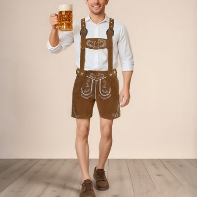 Heren Lederhosen voor Oktoberfest met Kunstzinnige Borduursels, Praktische Bretels en Comfortabele Zijzakken