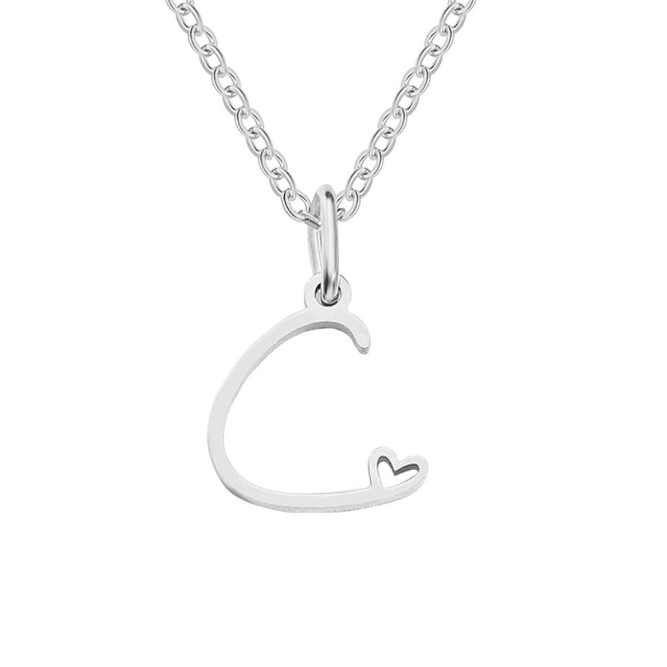 Zilveren Letters-Hart-Halsketting
