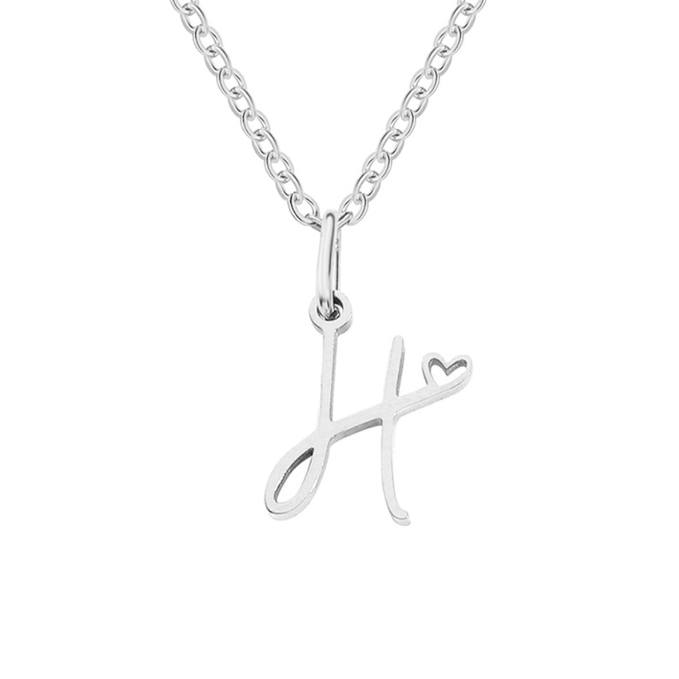Zilveren Letters-Hart-Halsketting