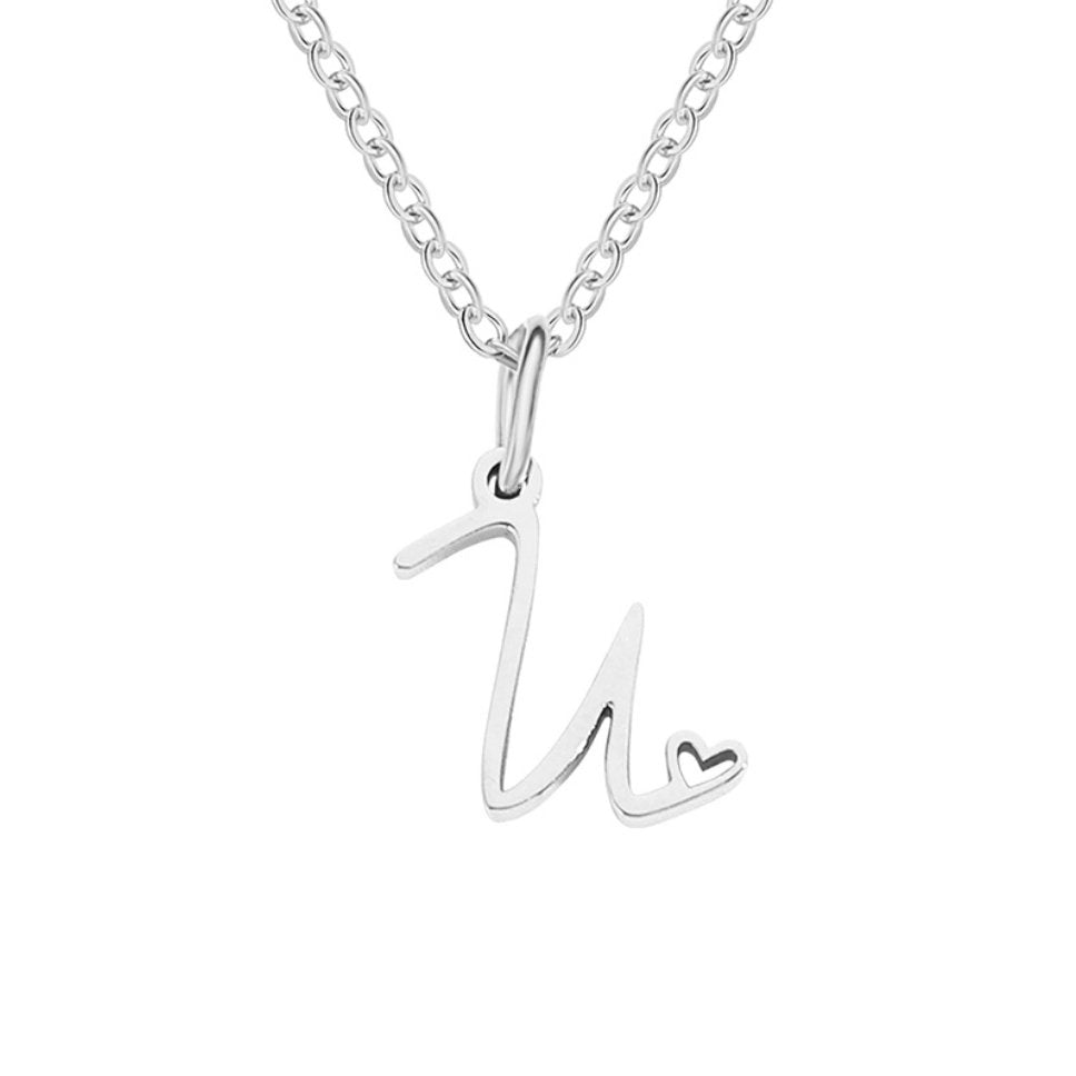 Zilveren Letters-Hart-Halsketting