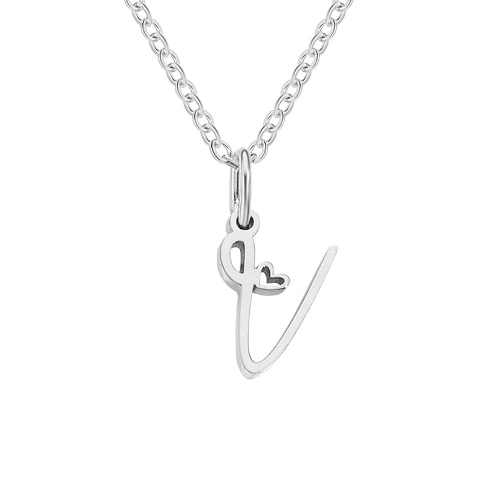 Zilveren Letters-Hart-Halsketting