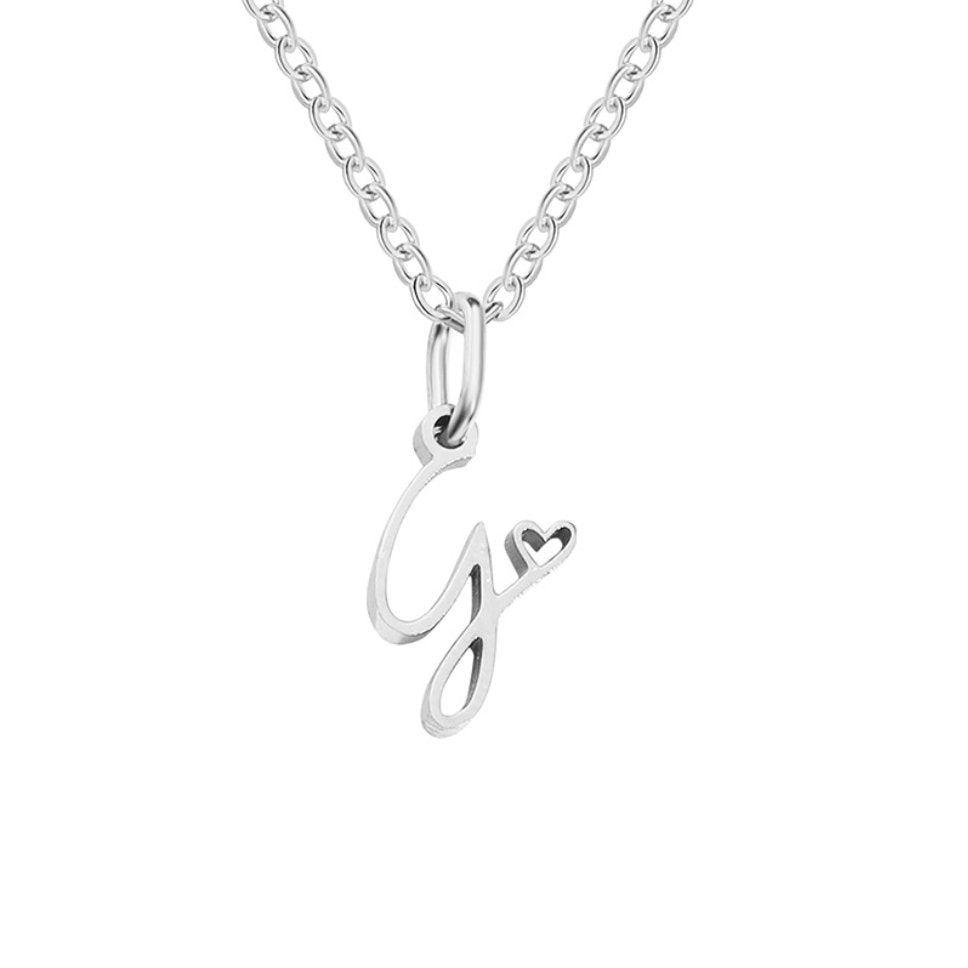 Zilveren Letters-Hart-Halsketting