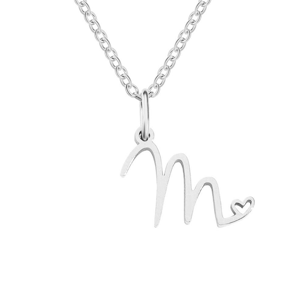 Zilveren Letters-Hart-Halsketting