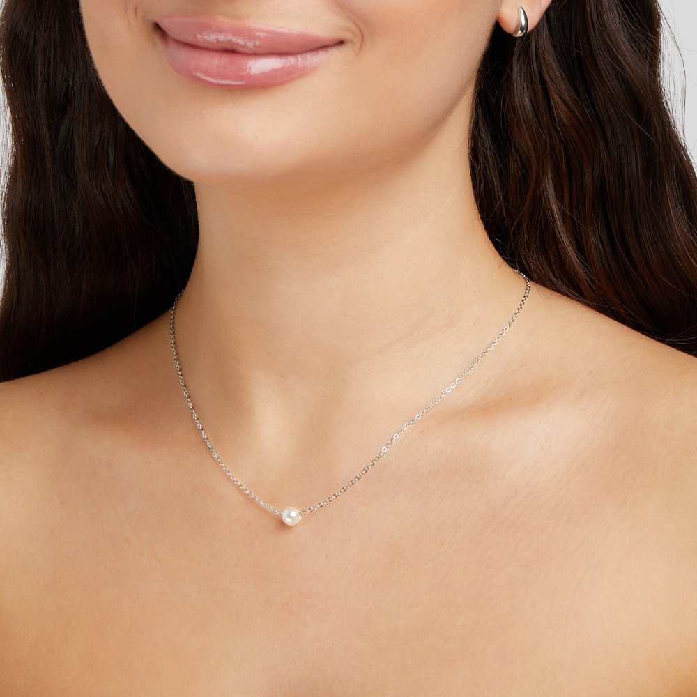 Solitaire Zilveren Parels Halsketting