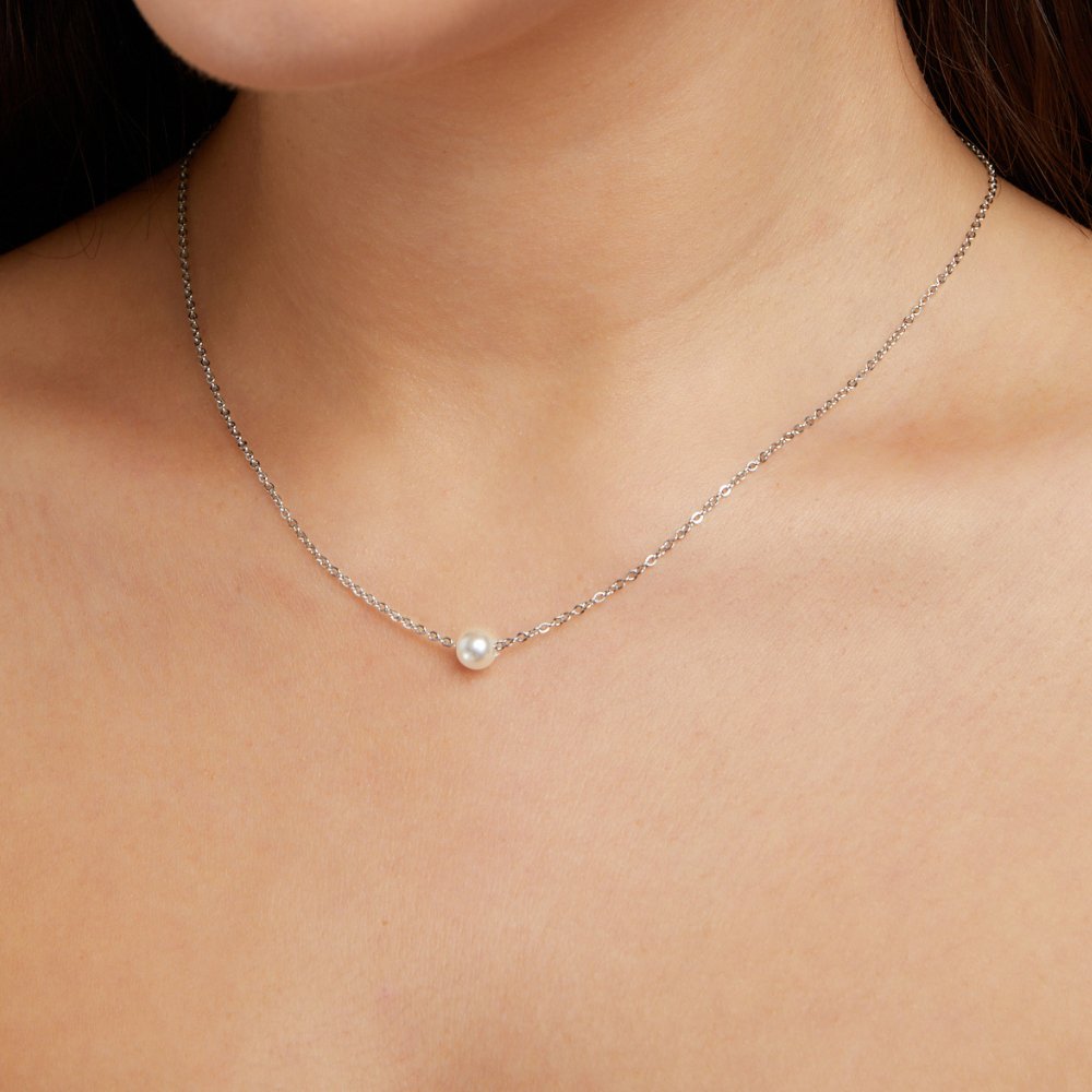 Solitaire Zilveren Parels Halsketting