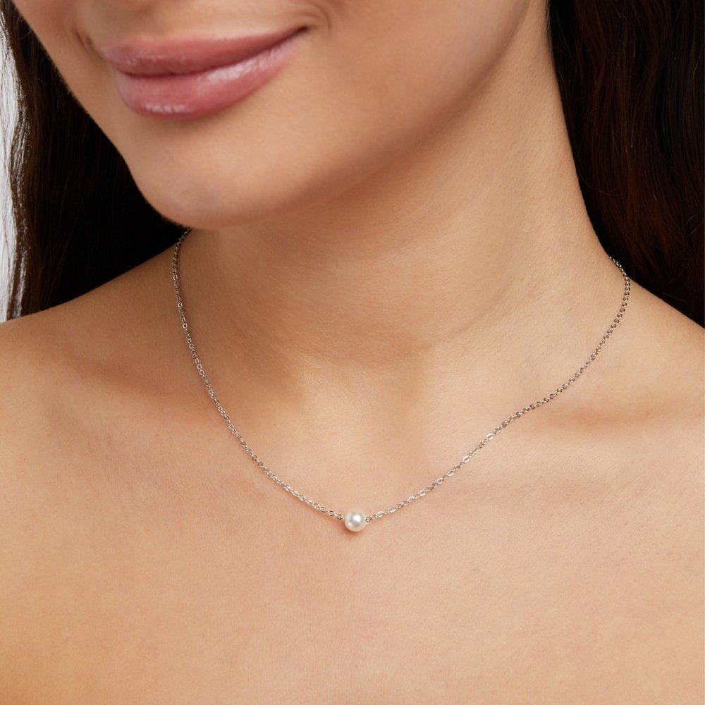 Solitaire Zilveren Parels Halsketting