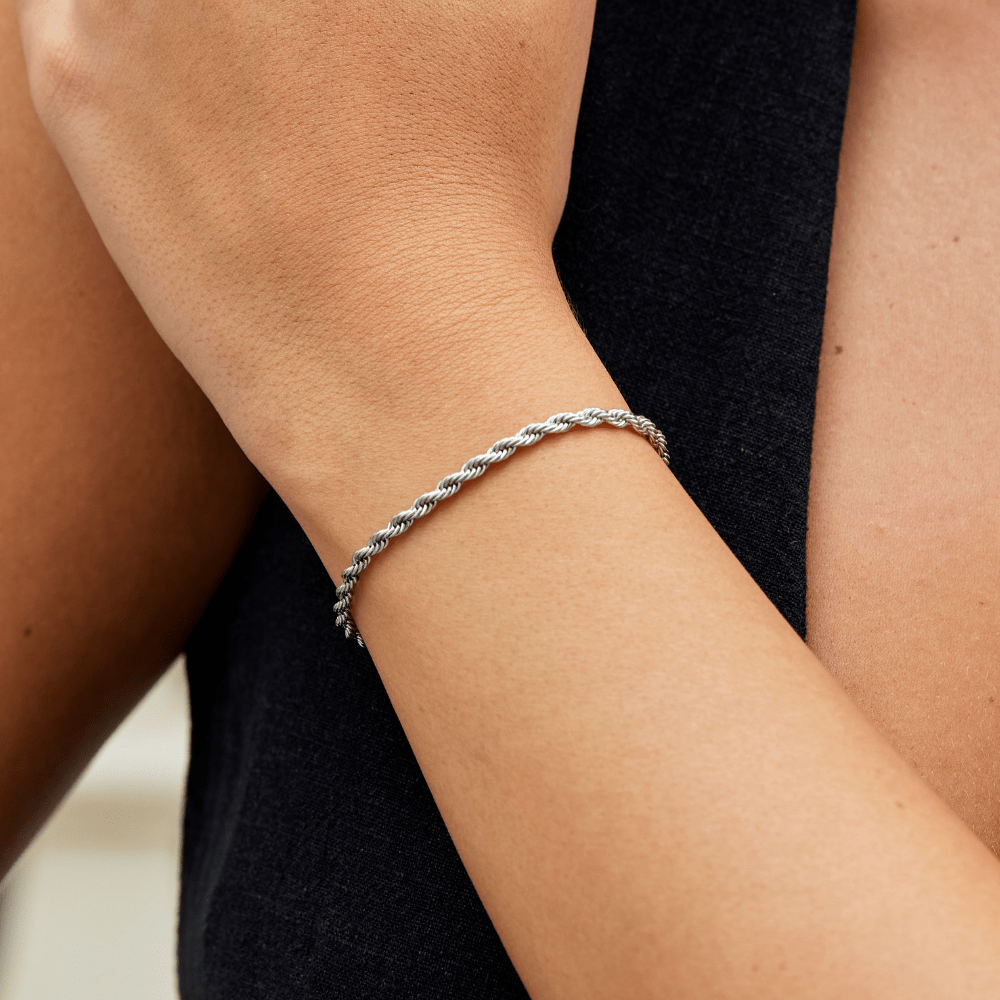 Verdraaide kettingen zilveren armband